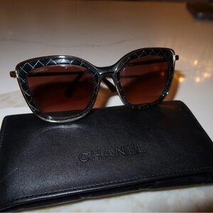 Chanel quilted acetate metal sunglasses